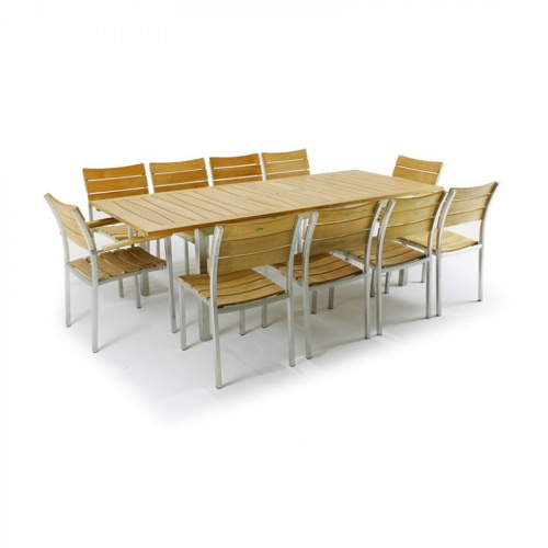 Teak and Stainless Steel Dining Set for 10 - Picture B