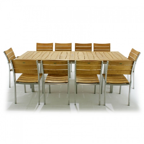 Teak and Stainless Steel Dining Set for 10 - Picture C