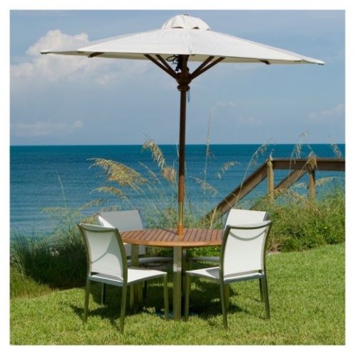 Gemini Teak and Stainless Steel Dining Set - Picture C