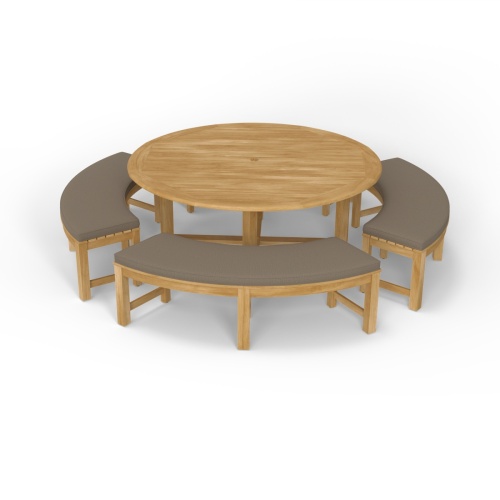 Buckingham Backless Curved Bench Dining Set - Picture I