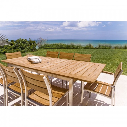 Teak & Stainless Steel Dining Set for 8 - Picture C