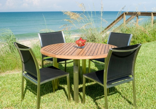 Vogue Gemini Teak & Stainless Steel Dining Set - Picture A