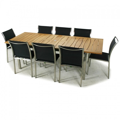 Venezia Teak & Stainless Steel Dining Set for 8 - Picture A