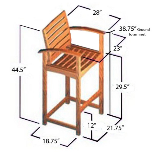 5 pc Somerset Round Teak High Bar Set - Picture L