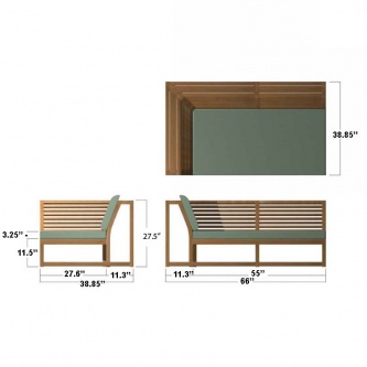 Maya 3pc Teak Outdoor Sectional