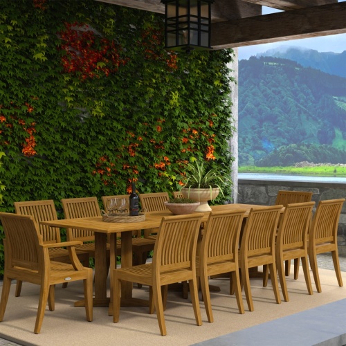 Pyramid Teak Dining Set for 12 - Picture B