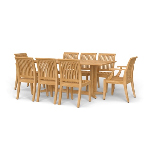 9 pc Laguna Pyramid Teak Rectangular Dining Set - Picture A