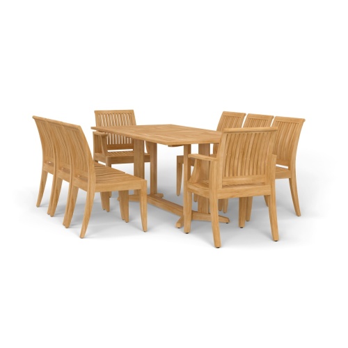 9 pc Laguna Pyramid Teak Rectangular Dining Set - Picture C