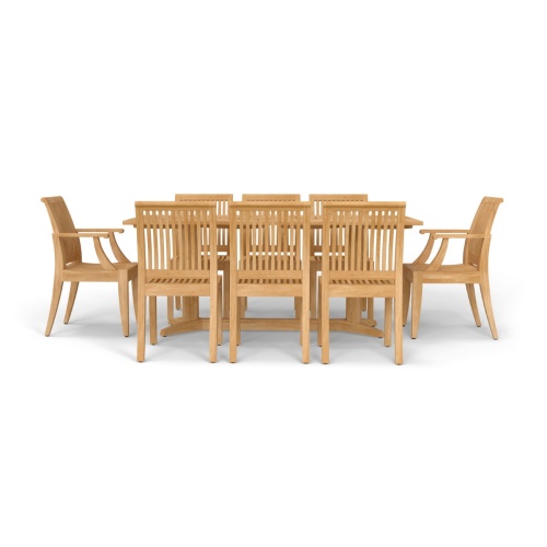 9 pc Laguna Pyramid Teak Rectangular Dining Set - Picture D