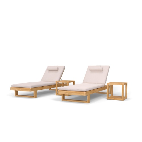 Horizon Double Chaise Lounger and Side Table Set - Picture A