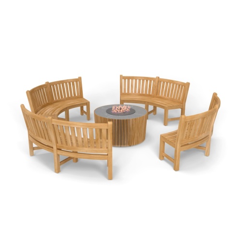 Buckingham Fire Pit Teak Bench Set - Picture E