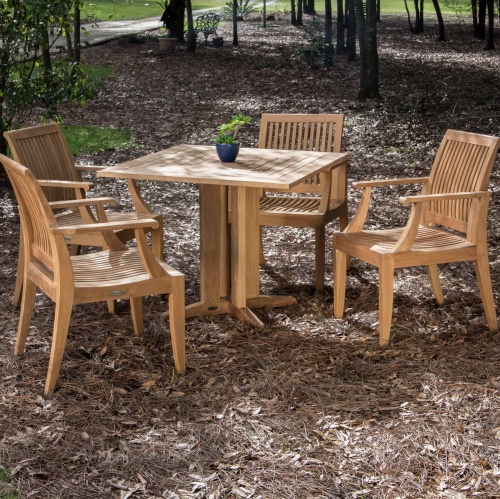 5 pc Laguna Pyramid Square Teak Dining Set - Picture L