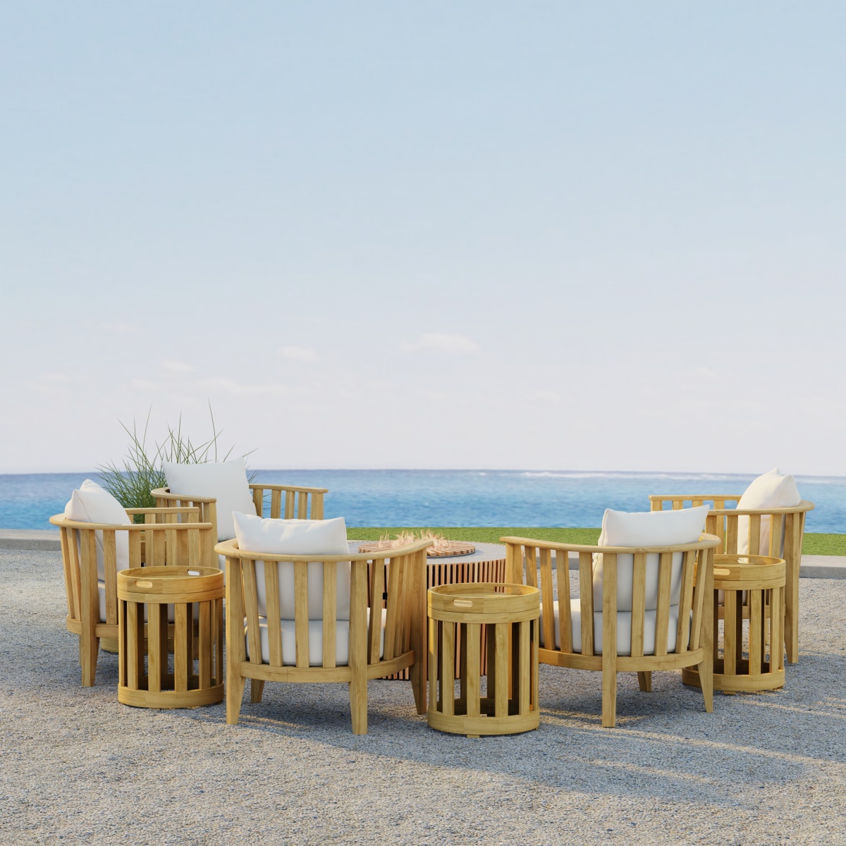 9 pc Kafelonia Fire Pit Seating Set