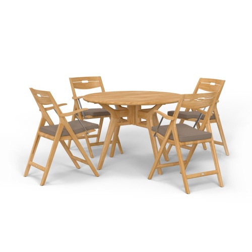 Surf 5 pc Deluxe Folding Teak Dining Set - Picture A