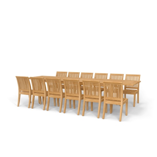 Laguna 13 pc Teak Outdoor Dining Set - Picture A