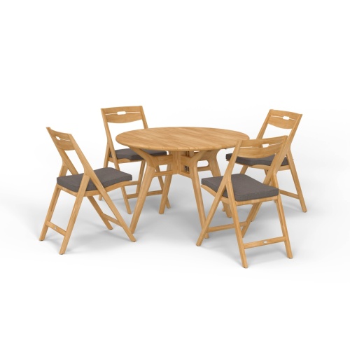 5 pc Surf Round Teak Dining Set - Picture A