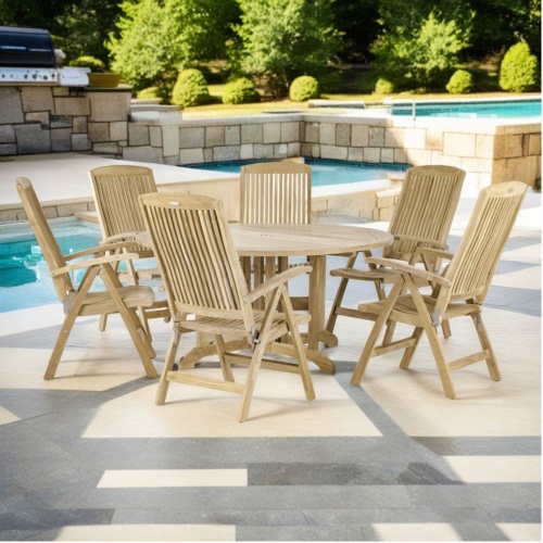 7 pc Barbuda Round Reclining Dining Set - Picture A