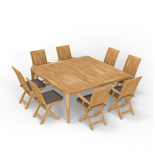 9 pc Veranda Teak Patio Barbuda Square Dining Set - Picture A