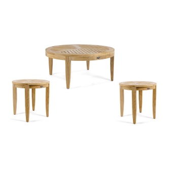 Laguna 3 pc Round Coffee and Side Table Set