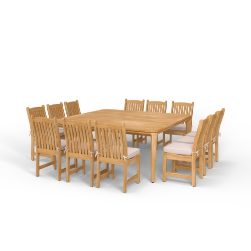 13 pc Square Veranda Teak Dining Set - Picture A