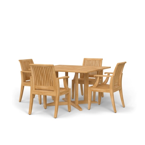 5 pc Laguna Pyramid Square Teak Dining Set - Picture A