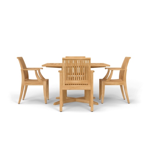 5 pc Laguna Pyramid Square Teak Dining Set - Picture F