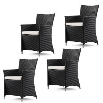 4 Valencia Black Armchairs
