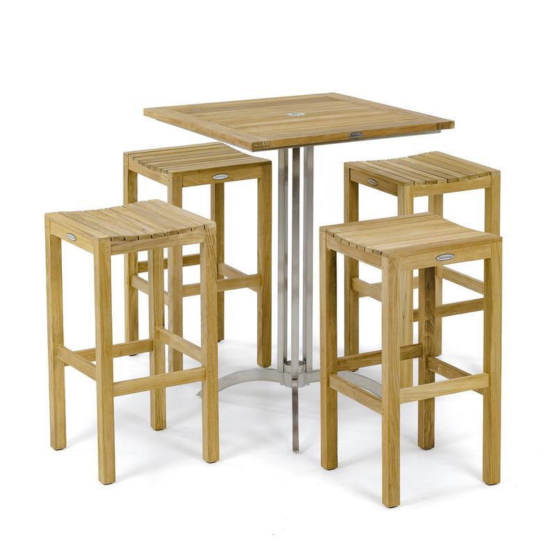 alt="Square Vogue Backless Teak Barstool Set - Picture A"