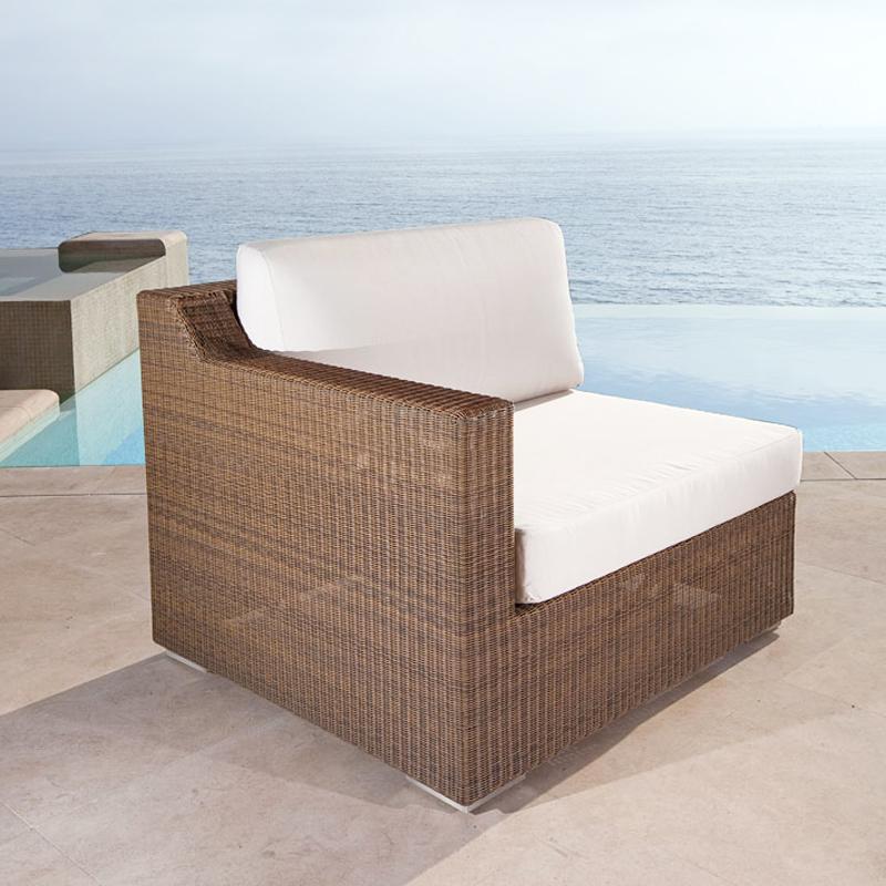 alt="73105MTO Malaga Right Side Cushion for Malaga Right Side Sofa Sectional angled view on pool deck with ocean and blue sky in background "