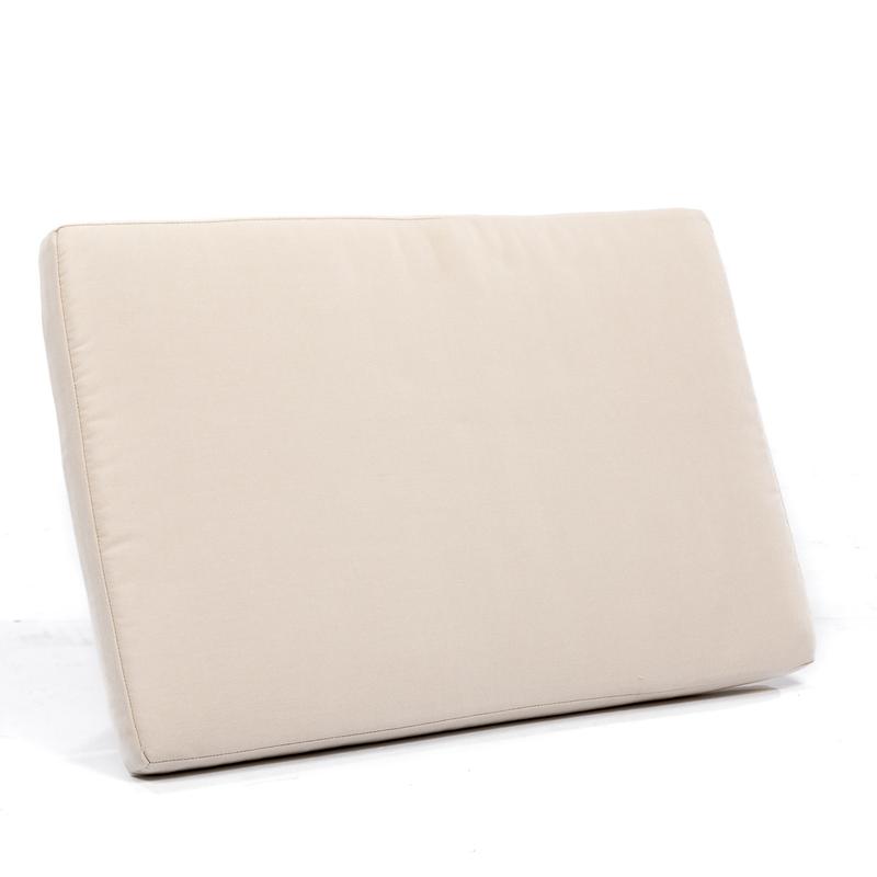 alt="78627MTO Spa Stool Cushion in canvas color angled view of cushion top on white background "