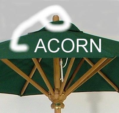 40016 Replacement teak Acorn for our 10 foot market umbrella on white background