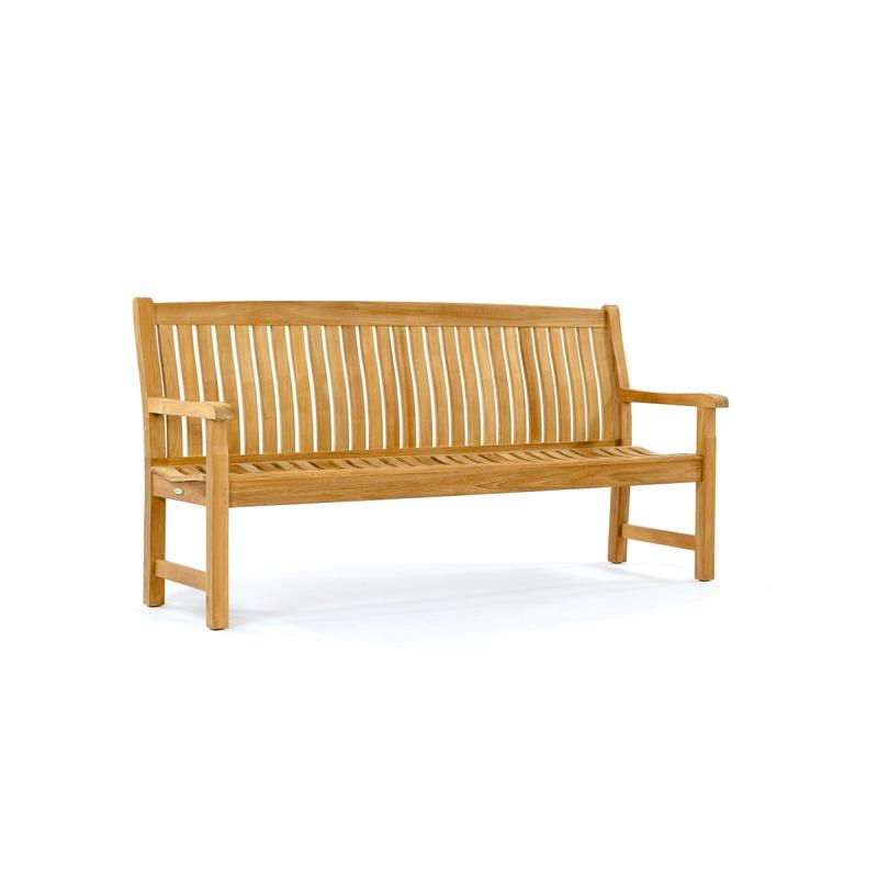 alt="13883 Veranda 6 foot long Teak Bench angled view on white background"