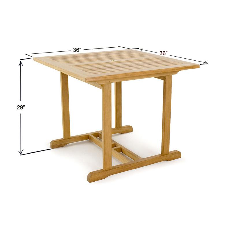 alt="15770RF Refurbished 36 inch Square Teak Dining Table autocad on white background"
