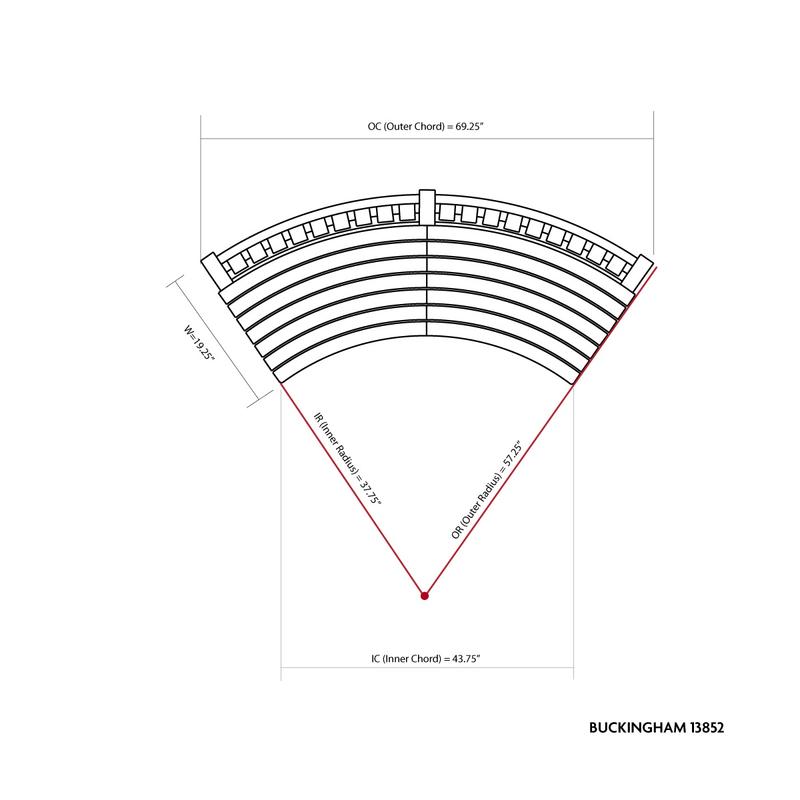 alt="70862 Buckingham teak 6ft curved bench autocad seat view on white background"