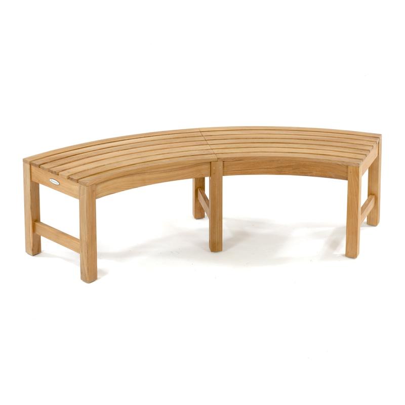 alt="70522 Martinique teak backless curved teak bench on white background"