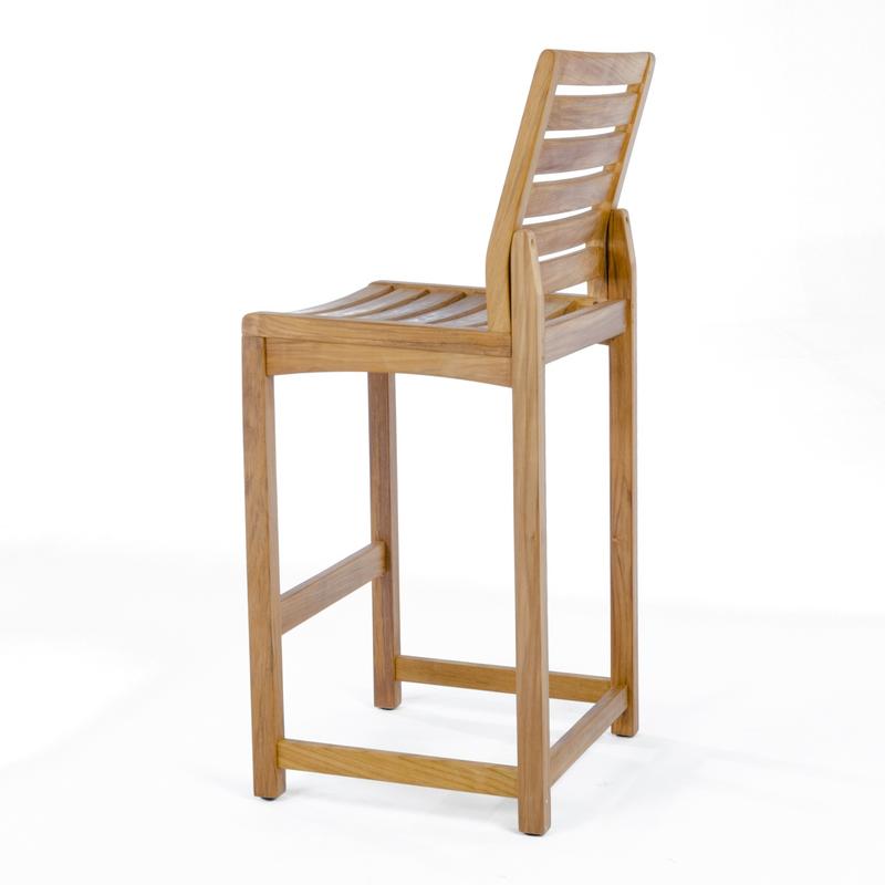alt="70514 Somerset teak barstool side angled  with back view on a white background"