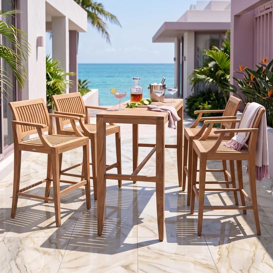 Laguna 5 pc Teak High Bar Set
