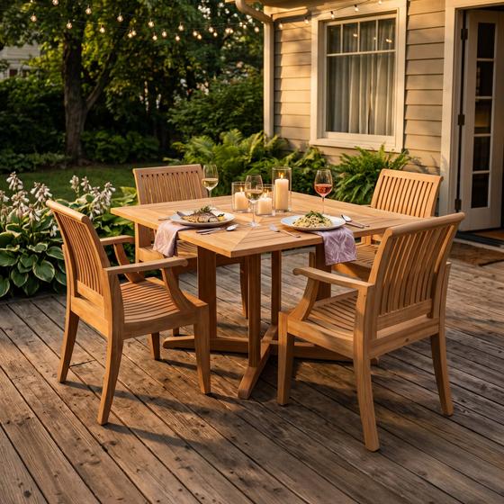 5 pc Laguna Pyramid Teak Dining Set