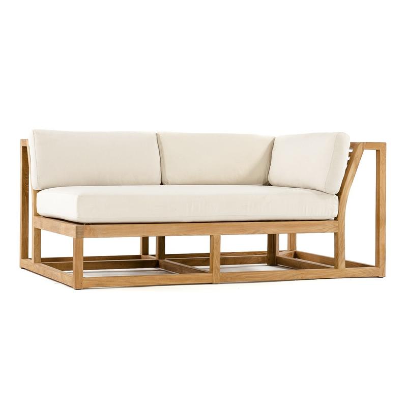 alt="13801RFDP Maya teak Left Side Sectional with canvas colored cushion on white background"