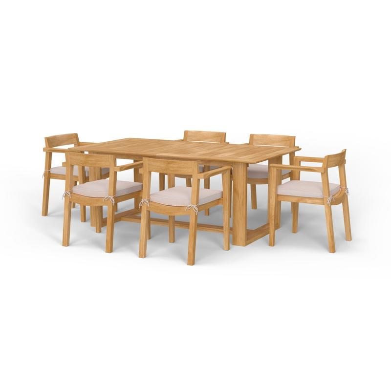 alt="7 pc Horizon Teak Rectangular Dining Set - Picture A"