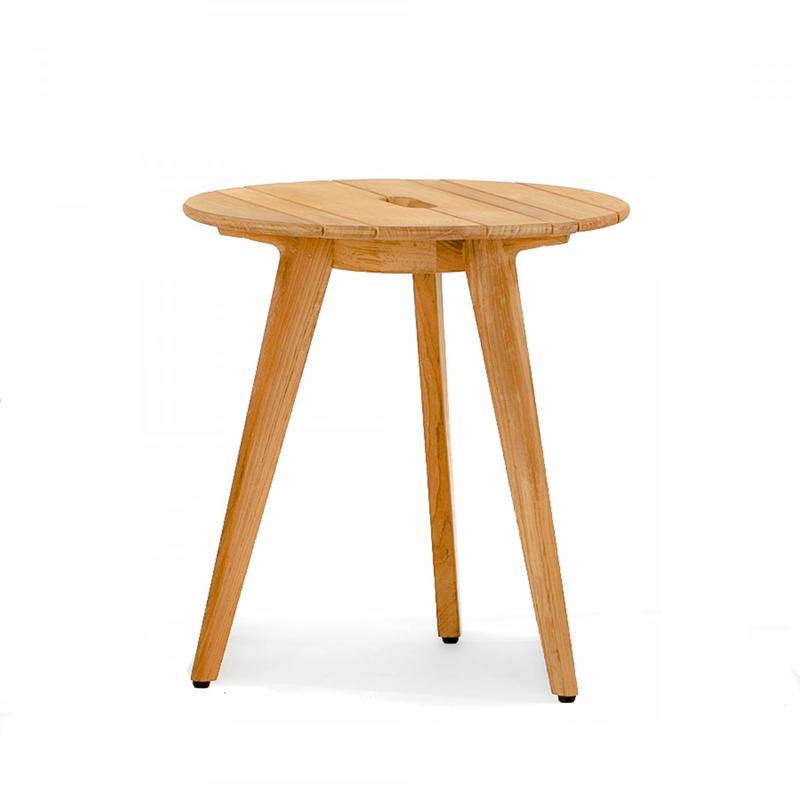 alt="Surf Round Teak Side Table with Handle - Picture B"