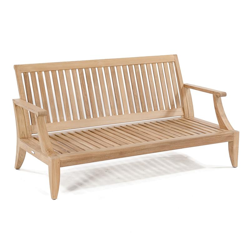 alt="13122DP Large Laguna Sofa Teak Frame in angled side view on white background"