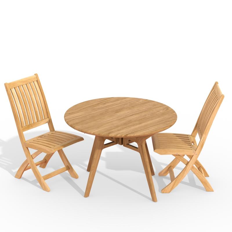 alt="3 pc Round Teak Bistro Set - Picture C"