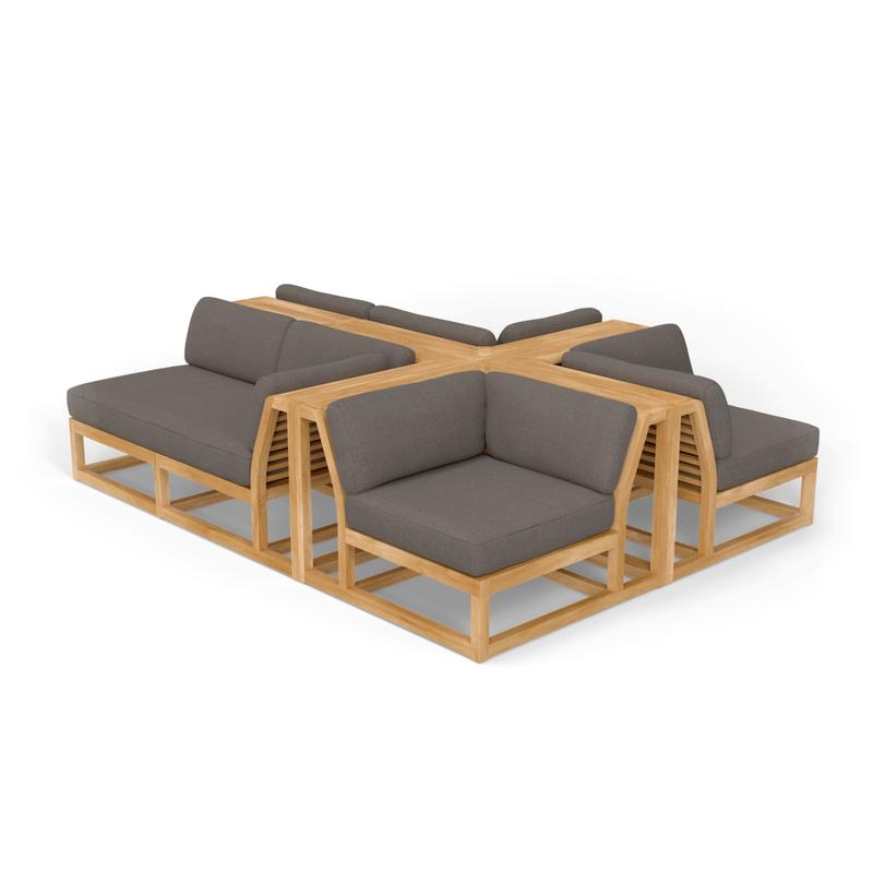 alt="70279 Centerpiece 4 pc Sofa Set of the Maya Left and Right Side Sectional and 2 Corner Sectionals in angled aerial view on white background"