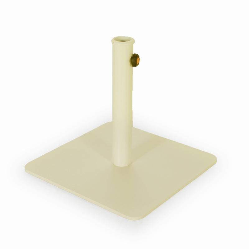 alt="57801 Parasol Steel Base in beige color angled on white background"