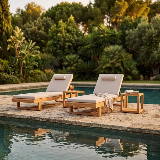 Horizon Double Chaise and Side Table Set