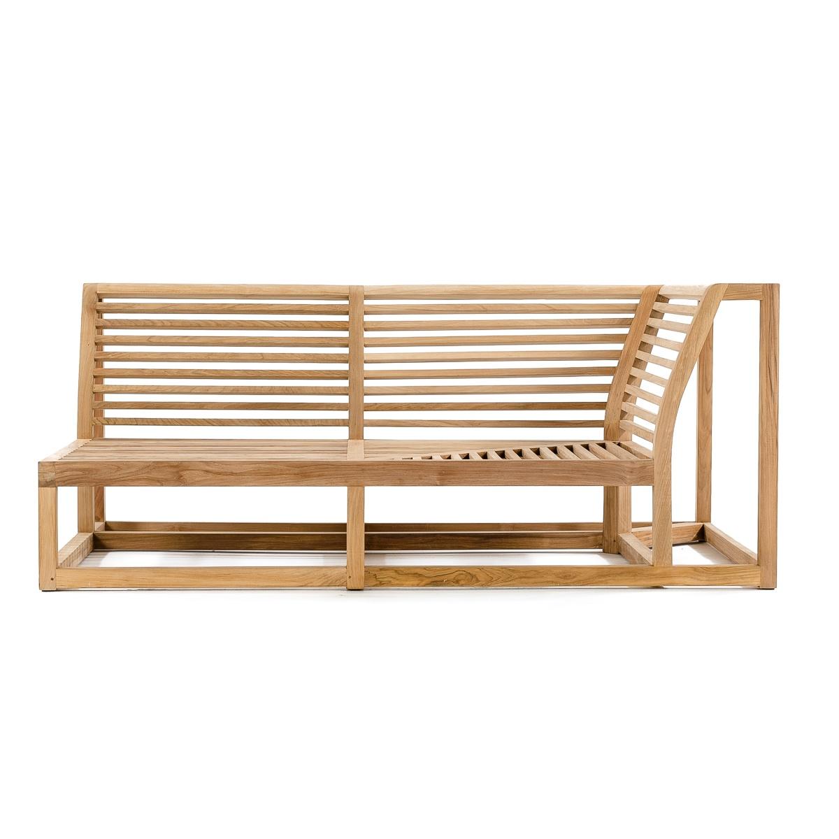 13801 Maya teak Left Side Sectional frame side view on white background