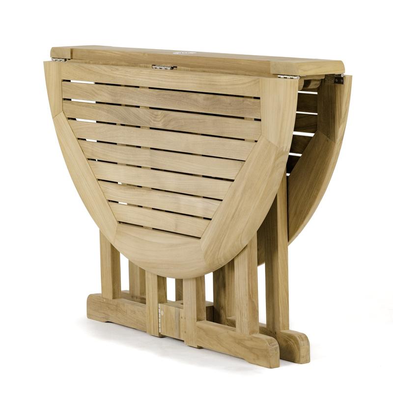 alt="15623S Barbuda 4 foot Table showing vase and coffee cup and candle on table and 4 Sussex Dining Chairs on outdoor patio with french doors and trees in background"