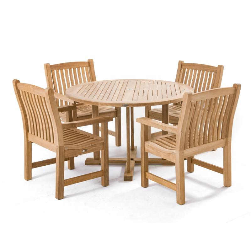 alt="70483 Veranda 4 ft Round Teak Dining Set on white background"