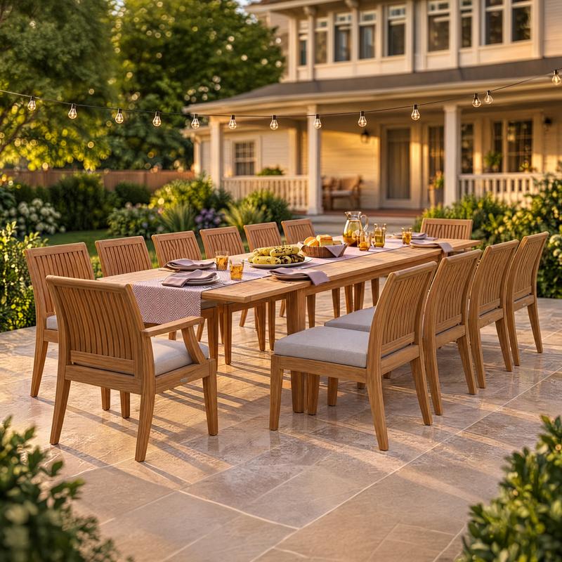 alt="Grand Laguna 15 pc Teak Dining Set - Picture A"